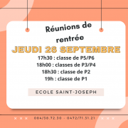 Réunions de parents 26 septembre 2024